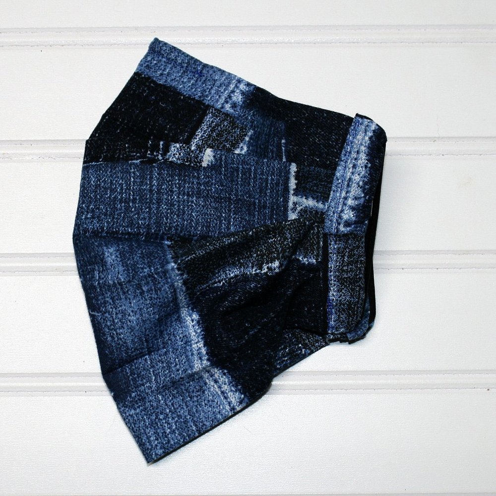 HANDMADE Cloth Denim Patchwork Face Mask Pocket - Picture 3 of 7